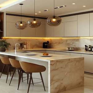 Solutions de rangement pour armoires de cuisine modulaires personnalisées, options en granit/marbre, design imperméable, dosseret d'évier - Product Image 4