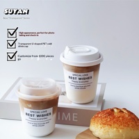 Gobelet en plastique PET jetable à haute perméabilité avec logo imprimé, modèle 007, en forme de U, pour emballage, origine Guangdong, 1000 pièces