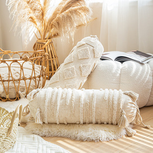 Commercio all'ingrosso nuovo Boho federa nappe <span class=keywords><strong>cuscini</strong></span> marocchino <span class=keywords><strong>cuscini</strong></span> bombola cilindro bianco crema <span class=keywords><strong>Beige</strong></span> federa - Product Image 3