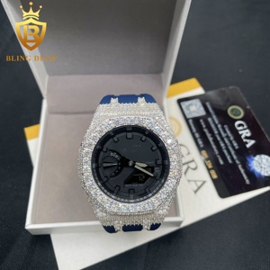 Vỏ đồng hồ Hip Hop GA2100 mạ bạc 925 kiểu mới, đính đá Moissanite VVS, kèm dây đeo và khóa, có chứng nhận GRA - Product Image 1