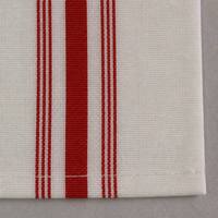 Serviette de table en polyester 100% blanche tissée avec des bordures verticales rouges pour hôtel, restaurant, café