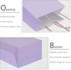 Custom Purple Lavender Square Bottom Kraft Bags Lamination Business Birthday <b>Wedding</b> Shopping Biodegradable Eco-Friendly - Product Image 3