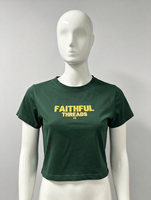 T-shirts pour femmes en jersey respirant à col rond, 100% coton vert uni, imprimé par transfert thermique, 180 grammes, style streetwear