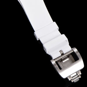 Reloj de Pulsera de Lujo para Mujer, Regalo de Navidad, Caja Blanca en Forma de Barril, Correa Blanca, Esfera Azul de Nácar, Completamente Adornado con Diamantes - Product Image 4