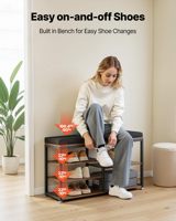 Porte-manteau mural moderne SENYU en bois avec banc et rangement pour chaussures, 6 crochets, organisateur d'entrée multifonctionnel