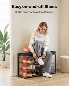 SENYU Modern Wood <b>Coat</b> <b>Rack</b> with Bench <b>Shoe</b> Storage 6 Hooks Wall Mounted Entryway Organizer Multifunctional Furniture - Product Image 2
