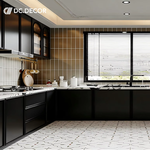 Armoires <span class=keywords><strong>de</strong></span> cuisine modernes minimalistes beiges DC.DECOR, étagères modulaires en <span class=keywords><strong>granit</strong></span>, placage <span class=keywords><strong>de</strong></span> bois personnalisé, ignifuge, respectueux <span class=keywords><strong>de</strong></span> l'environnement - Product Image 1