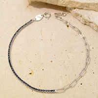 Nouveau bracelet design, bijou pour la main, en argent sterling 925, zircon noir, demi-chaîne tennis, bracelet en argent pour femmes et hommes