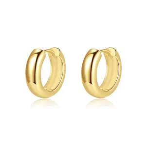 YINSAKI 18K Gold Plated Thick Hoop Earring 925 Silver Huggies Earring 14K 22K Soild Gold Jewelry