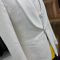 Costume de mariage décontracté trois pièces pour homme, coupe ajustée, fermeture éclair, col en V, tissu peigné, anti-rétrécissement, polyester/coton/soie