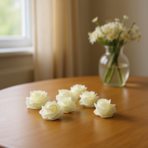 ILAN Flores Crema 6 Pezzi Rose Artificiali per Decorazione - Product Image 3