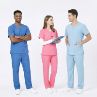 Tissu en polyester et coton pour uniformes médicaux, ensembles de blouses médicales pour hommes et femmes, design unisexe, ensembles d'uniformes d'infirmières