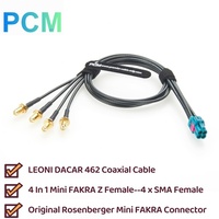 Câble de test coaxial 4-en-1 HFM Mini FAKRA femelle vers 4x SMA femelle Quad Rosenberger AMK12D-1M4Z5-Z pour GMSL2 ADAS HIL Test VNA ECU
