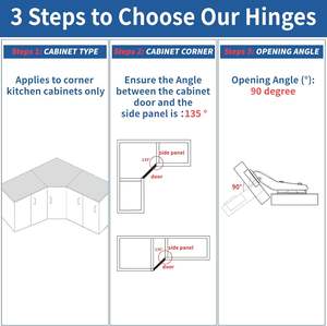 תמבי 1 זוג 45 מעלות קרוב ארון פינה צירים פינת חציצות נירוסטה הידראולי מזגנים מטבח ארונות - Product Image 2