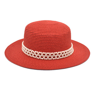 Chapeau Fedora d'été en paille <span class=keywords><strong>de</strong></span> style coréen et français pour les femmes Nouveau chapeau <span class=keywords><strong>de</strong></span> soleil décontracté avec perle Trendy Fresh Look - Product Image 5