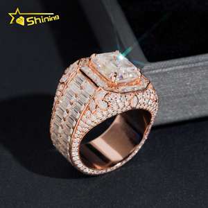 Luxuriöser 5CT Smaragdschliff VVS Moissanit-<span class=keywords><strong>Ring</strong></span> Feiner Schmuck 925 Silber Verlobungsring Maßgefertigte Eheringe für Damen und Herren - Product Image 4