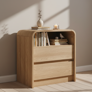 Mesita <span class=keywords><strong>de</strong></span> <span class=keywords><strong>Noche</strong></span> Moderna <span class=keywords><strong>de</strong></span> Estilo Mid-Century con Estación <span class=keywords><strong>de</strong></span> Carga, 236 Pulgadas <span class=keywords><strong>de</strong></span> Ancho, Madera Sintética, 2 Cajones <span class=keywords><strong>de</strong></span> Almacenamiento, Mueble para Dormitorio - Product Image 1