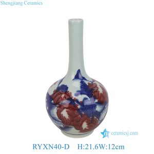Florero pequeño pintado a mano de Jingdezhen, diseño decorativo para el hogar, paisaje de Fénix, guerreros, Bogu, azul y blanco - Product Image 5