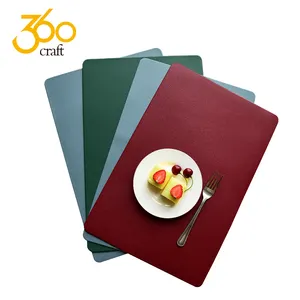 personalized leaf design nordic style luxury decorative pu leather table mats sets placemats