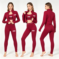 Ensemble de yoga trois pièces de qualité supérieure : soutien-gorge de sport push-up, débardeur et pantalon taille haute sculptant et amincissant, en stock