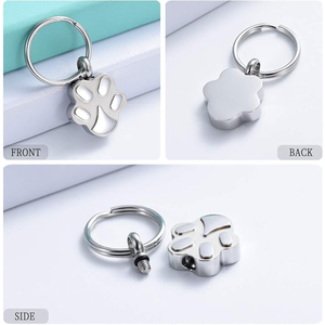 Gantungan Kunci Urn Kremasi Jejak Kaki Perak dari Baja Anti Karat untuk Abu Kucing Anjing, Kenang-kenangan Peringatan untuk Hadiah Pesta - Product Image 3