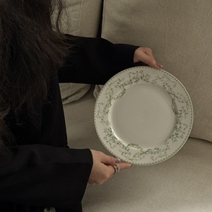 Nouvelles assiettes de service vintage vert clair à motif floral sur émail, en <span class=keywords><strong>porcelaine</strong></span> fine de Chine, pour événements - Product Image 3