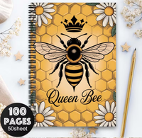 Carnet à spirales A5 personnalisé avec logo, retour à l'école, imprimé avec des abeilles, pour les étudiants, reliure spirale, couverture en papier souple, journal à ouverture plate