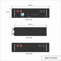 Paquete de Baterías LiFePO4 TH-51100-R 51.2V 100Ah 5.12kWh, Montaje en Rack, Batería de Litio Modular para Almacenamiento de Energía Solar