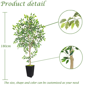 Bossion Ficus artificiel de 1,80 m avec <span class=keywords><strong>pot</strong></span>, grand arbre décoratif pour l'intérieur - Product Image 2