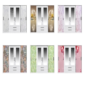 <span class=keywords><strong>Armoire</strong></span> moderne en acier avec porte <span class=keywords><strong>coulissante</strong></span> miroir et tiroirs | Armoires de chambre en aluminium sur mesure - Product Image 6