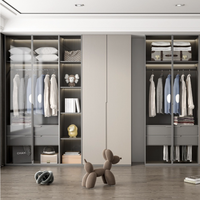 Série de placards de chambre modernes personnalisés avec éclairage LED, portes vitrées, dressing multi-styles et armoire de rangement pour vêtements