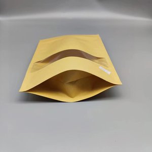 크래프트 창 유형 다크 브라운 크래프트 종이 가방 내부 지퍼 잠금 날짜 견과류 간식 포장에 대 한 스탠드 파우치 알루미늄 호일 - Product Image 5