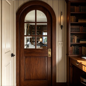 Porte intérieure moderne en bois massif cintrée |   Porte coulissante à fermeture douce pour garde-manger de cuisine - Product Image 3