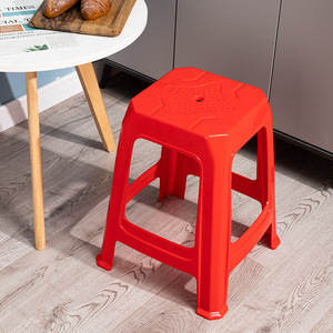 Taburete de plástico rojo de 25 cm, apilable, muebles para el hogar y la sala de estar, diseño minimalista, apariencia moderna - Product Image 3