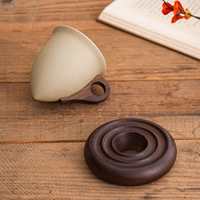 Ensemble de tasses à café en grès de couleur unie de style rétro, parfait pour un élégant thé de l'après-midi ; Cadeaux idéaux pour la maison et l'usage commercial