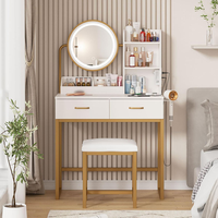 Vanité blanche à la mode moderne avec espace de stockage Fabrication professionnelle Prix promotionnel Vanités rondes de maquillage pour chambre à coucher