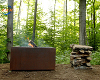 Bol en métal moderne en acier foyer carré anneau de feu décor à la maison grand décor extérieur et de jardinage