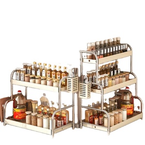 Étagère à épices double niveau en acier au carbone avec support multifonctionnel pour baguettes, pour l'organisation de la cuisine - Product Image 1