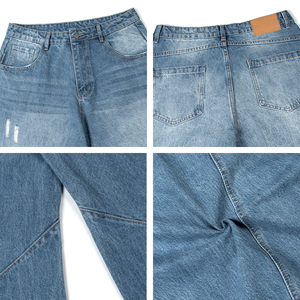 Großhandel Hochwertige Vintage Wash Baggy Distressed Jeans Benutzer definierte Hip Hop Style Flared Bootcut Jeans weites Bein Jeans hose - Product Image 4