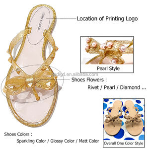 Personalización rápida Mujer Goma River Slipper Girl Flat Flip Flop Rockstud Jelly Tanga Sandalia - Product Image 4