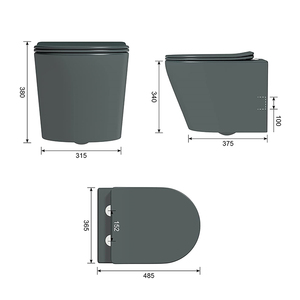 Cuvette de toilette murale suspendue en céramique moderne de bonne qualité, couleurs mates, sans rebord, pour salle de bain - Product Image 2