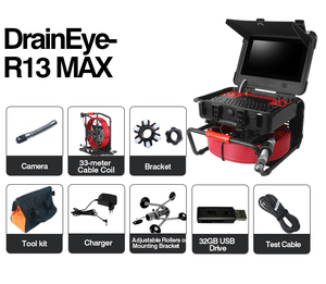 Cámara de Inspección de Alcantarillado AMJET R13-MAX IP68, Cámara de Alcantarillado Autonivelante de 360°, Cámara de Alcantarillado R13max de 33 mm y 13 Pulgadas para Inspección de Tuberías de Drenaje - Product Image 4