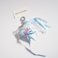 Coréen nouveau ruban coloré dentelle arc coeur porte-clés doux et mignon homard fermoir sac pendentif