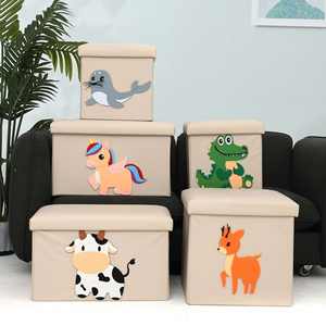 Taburete Plegable de Estilo Japonés y Francés con Caja de Almacenamiento de Juguetes de Animales de Dibujos Animados, Capacidad de Carga para Sala de Estar y Dormitorio - Product Image 5
