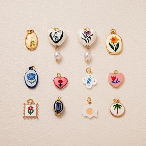 Pendentif DIY <span class=keywords><strong>en</strong></span> forme de <span class=keywords><strong>fleur</strong></span>, perle, œuf poché et cocotier, style europé<span class=keywords><strong>en</strong></span> et américain, pour bijoux fantaisie - Product Image 1