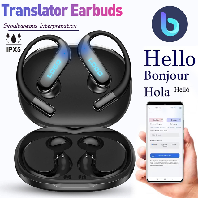 133+ AI Languages Open-Ear Headphones V6.1 Wireless Earbuds with Ear Hooks IPX5 Sweatproof for Gym & Running Crystal-Clear Calls