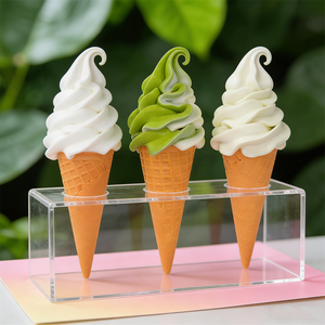 17cm Plastic Eco-Friendly Ice Cream Set Three Pieces White Matcha Mixed Soft Swirl Vanilla Model Realistic Food Simulation Shop - Product Image 5
