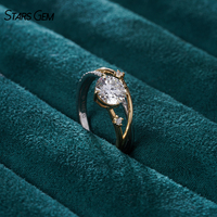 Starsgem 1,2ct 6,7mm Brillantschliff Labor-Gezüchteter Diamant E-Farbe 18K Weißgold Rhodium-Plattiert Klassischer Solitär-Verlobungsring