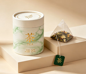 OEM Tea Paper Tube Canister with Lid Clear <b>Window</b> Eco-Friendly Gold <b>Foil</b> Printing - Product Image 1