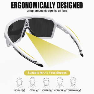 Lunettes de soleil de <span class=keywords><strong>sport</strong></span> unisexe surdimensionnées pour la course à pied, nouvelles arrivées, randonnée en plein air, protection UV400, monture TR90 à bord complet, verres miroir - Product Image 4
